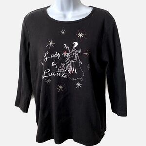 Nicole Miller, “Lady of Leisure” Top, 3/4 Sleeve